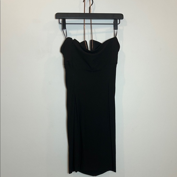 slim fit dress slacks ELISABETTA FRANCHI Women's long black dress with jewel detail – Pavidas main image 0